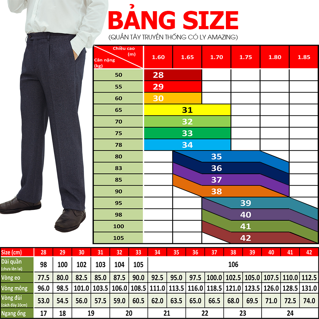 Quần vải nam trung niên, tây âu màu xám, mỗi bên xếp 1 ly, form Regular căn bản, dáng rộng mông, rộng đùi, có big size