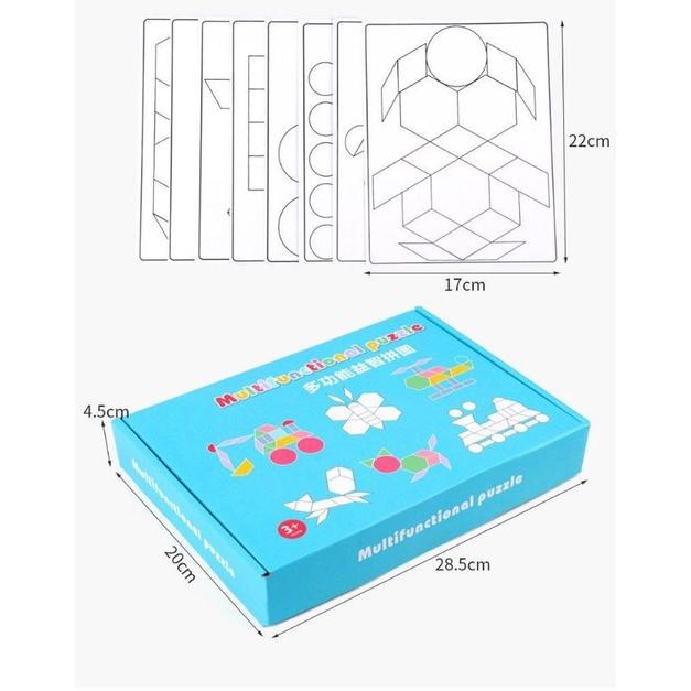 BỘ GHÉP HÌNH KHỐI SÁNG TẠO MONTESSORI FUN BOARD 180 MIẾNG GHÉP- Thẻ cán bóng kích thước to