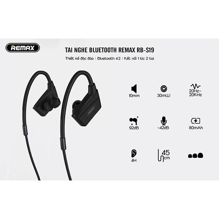 Tai nghe Bluetooth Remax RB - S19 thể thao choàng cổ - Hàng Chính Hãng