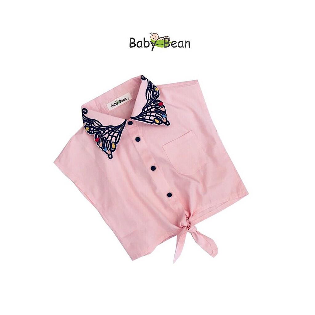 Áo Sơ Mi Croptop Cổ Thêu Cánh Bướm bé gái BabyBean