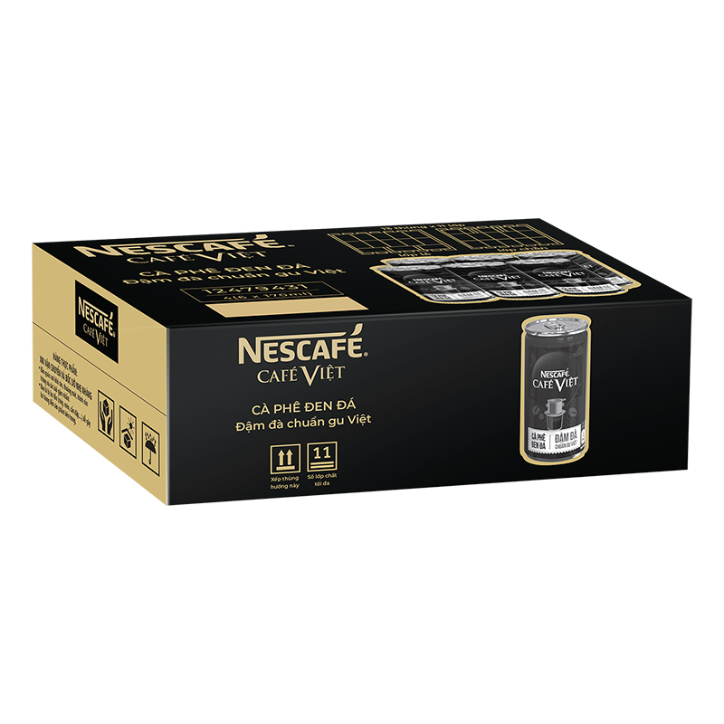 [Tặng Máy Phun Sương Để Bàn] Thùng 24 Lon Cà phê đen uống liền Nescafe Cafe Việt (lon 170 ml)