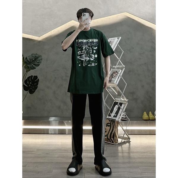 Áo thun cotton áo tay lỡ in hoạ tiết đỏ xanh ve chai EPIDEN