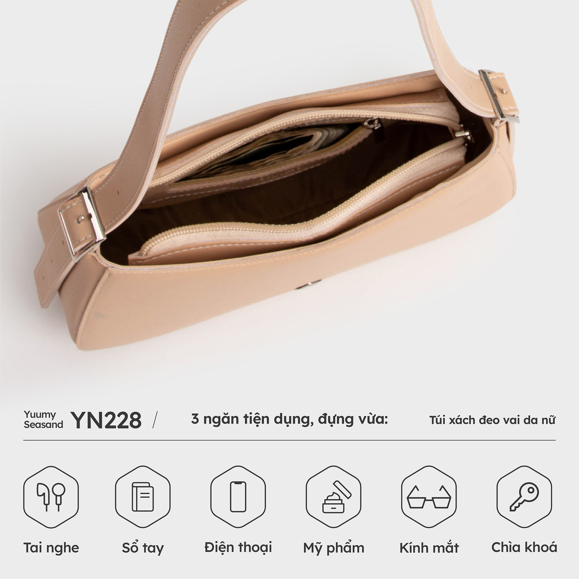 Túi Yuumy ( Thời trang nữ kiểu dáng basic size 24 - Túi đeo vai da Seasand YN228 )