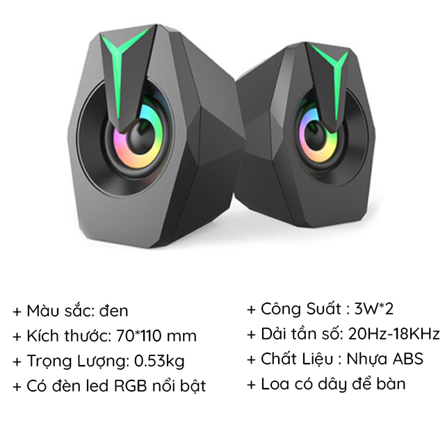 Loa Để Bàn Công Suất Lớn FT-K8 Thiết Kế Hiện Đại Có Đèn Led RGB Nổi Bật Dùng Cho Tivi Máy Vi Tính PC Laptop + Tặng tai nghe chụp tai cao cấp ( giao màu ngẫu nhiên )