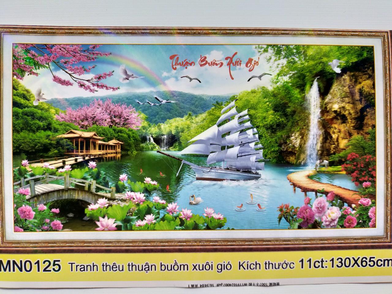 Tranh thêu chữ thập thuận buồm xuôi gió MN0125 - 130 x 65 cm - chưa thêu