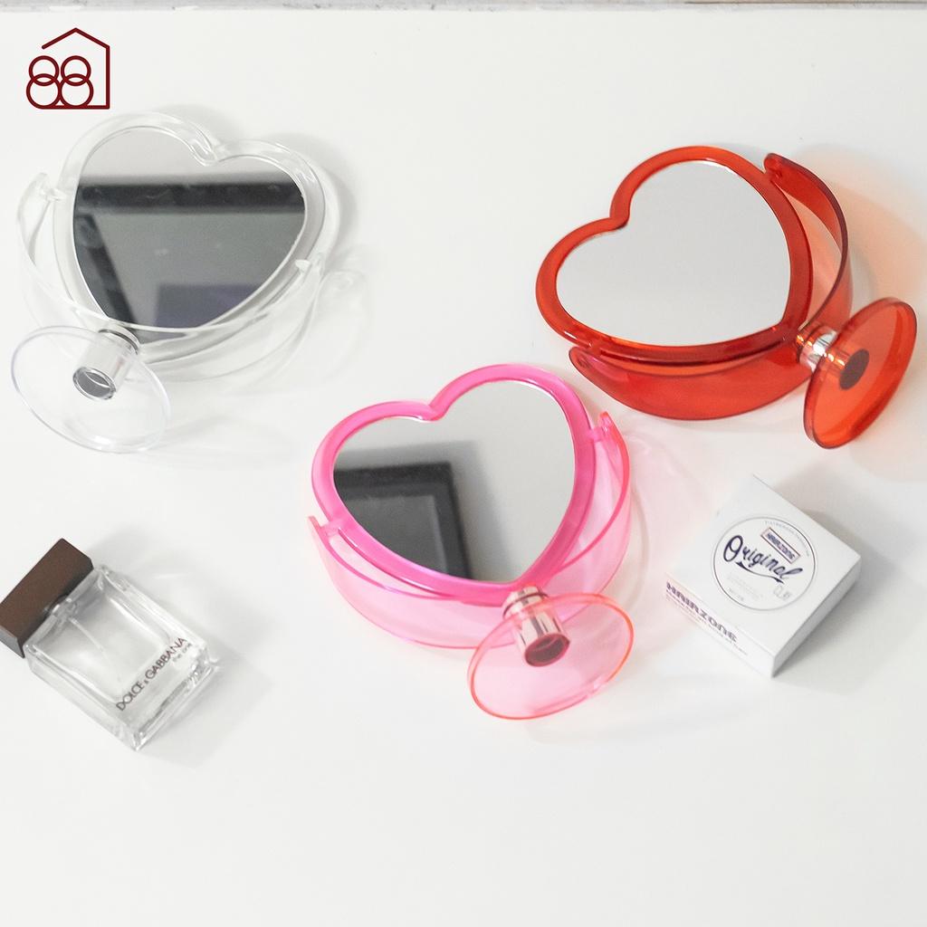 Gương Để Bàn Trang Điểm Hình Trái Tim Phong Cách Hàn Quốc Xinh Xắn