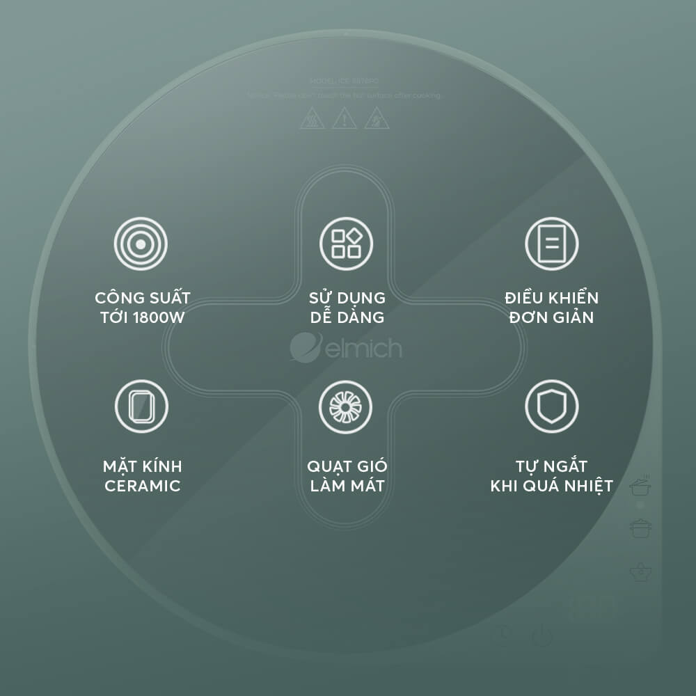 Bếp Điện Từ Đơn Elmich ICE-8878 1800W, Hàng Chính Hãng, Mặt Kính Ceramic - JoyMall