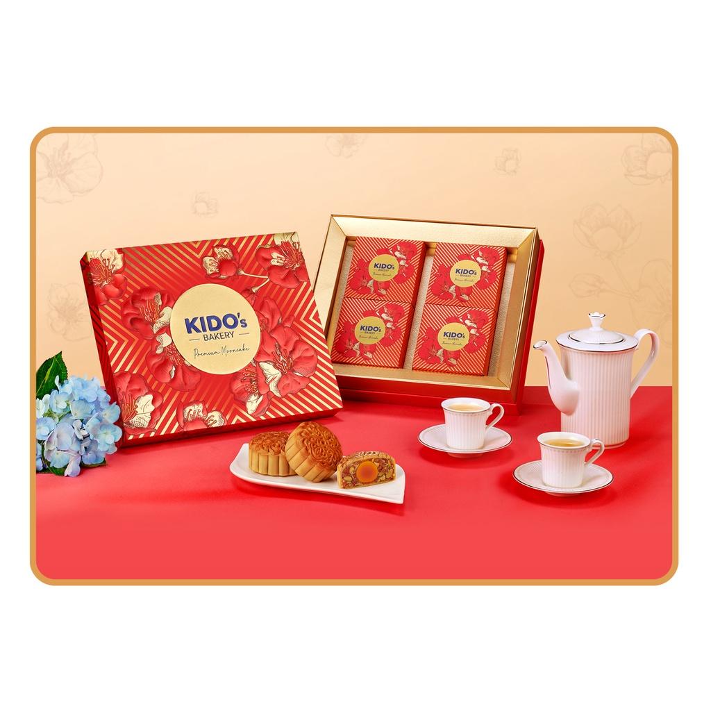 Bánh Trung Thu KIDO's Bakery - Hộp 4 Bánh Đỏ Sang Trọng -180g/bánh