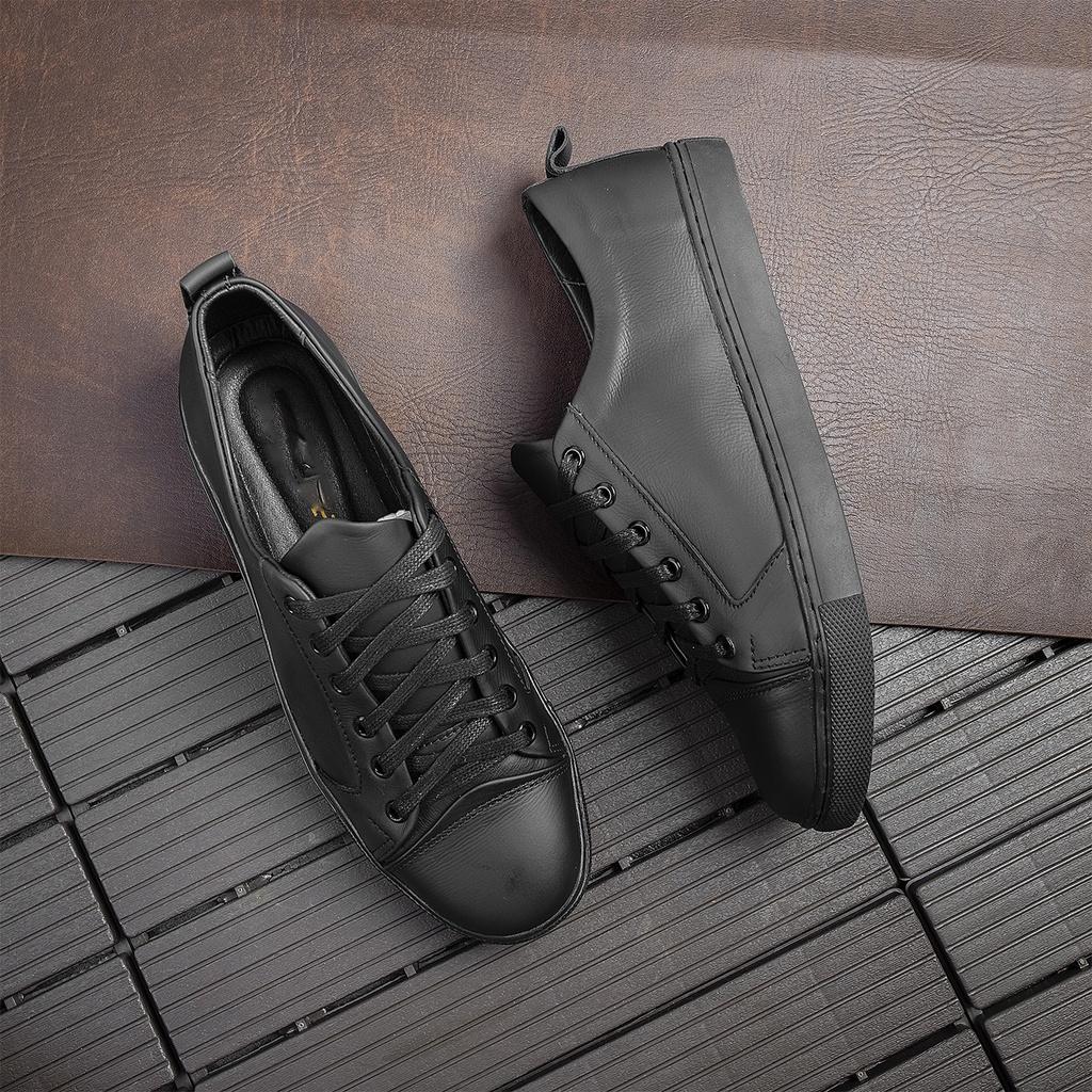 Giày Thể Thao Nam AROTI Chất Da Bò Đẹp Cao Cấp,Đế Sneaker Khâu Chắc Chắn, Tăng Chiều Cao 3cm G613-Đục Thân Giày