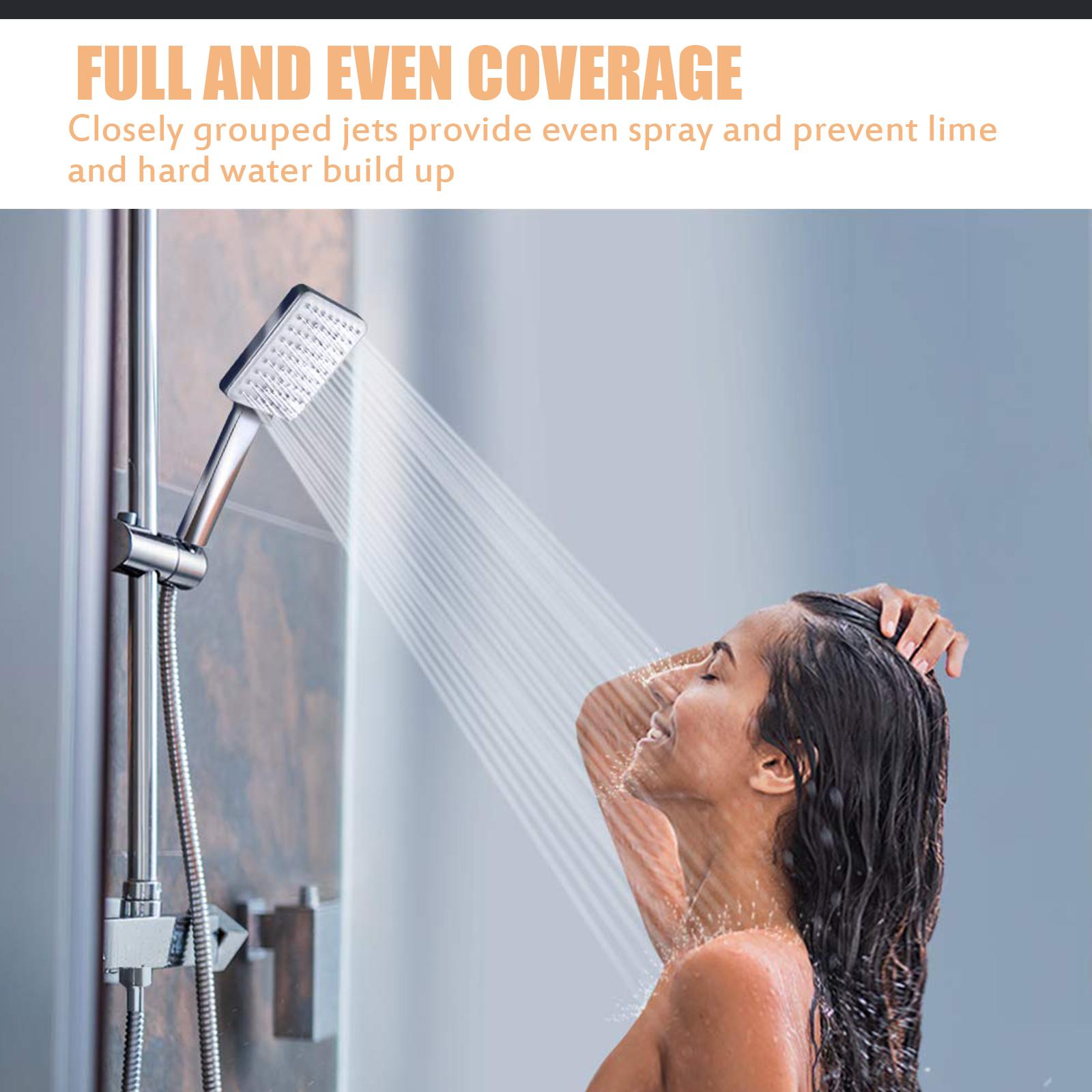 High-Pressure Handheld Shower Head 6 Setting Bathroom Adjustable Shower Spray Rain Shower Head with 4.9Ft Hose