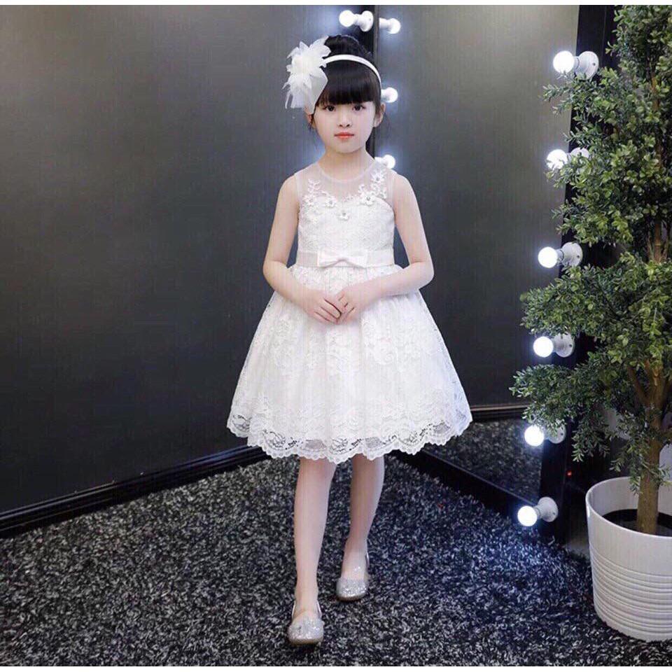ĐẦM REN BÉ GÁI ĐÍNH NƠ