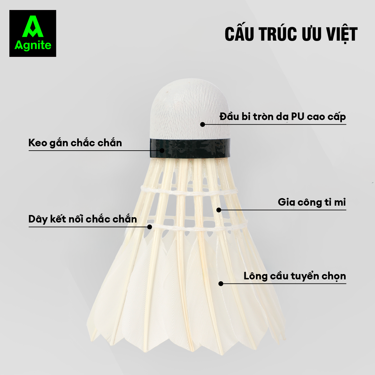 Hộp cầu lông cao cấp chính hãng Agnite, ống cầu lông vũ phục vụ luyện tập, thi đấu chuyên nghiệp - FH915