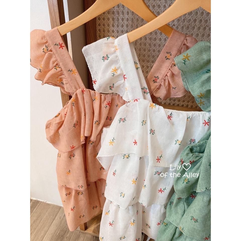 Set áo đũi hoa 3 tầng quần short