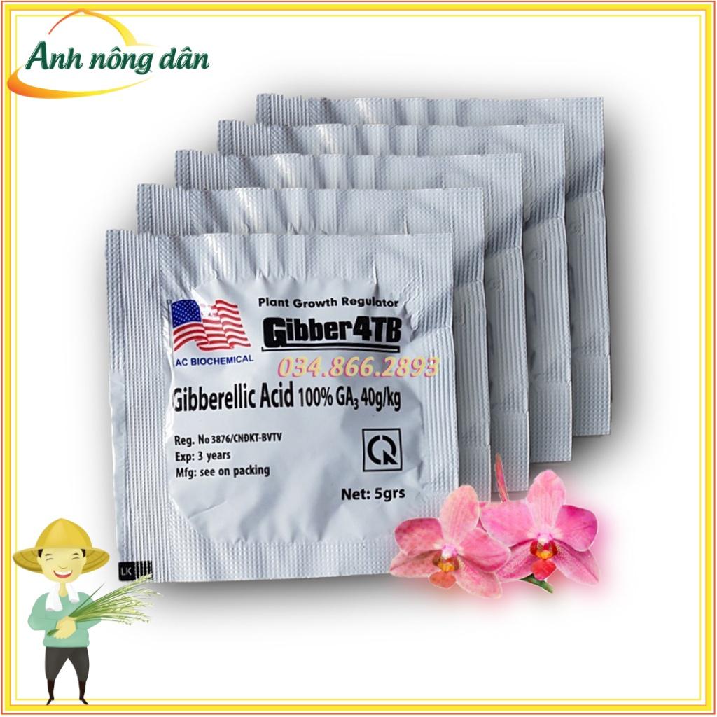 Phân bón lá Gibber 4TB GA3 dạng viên sủi 5gam - giúp cây ra hoa đậu trái, đạt năng suất cao- Anh nông dân chính hiệu