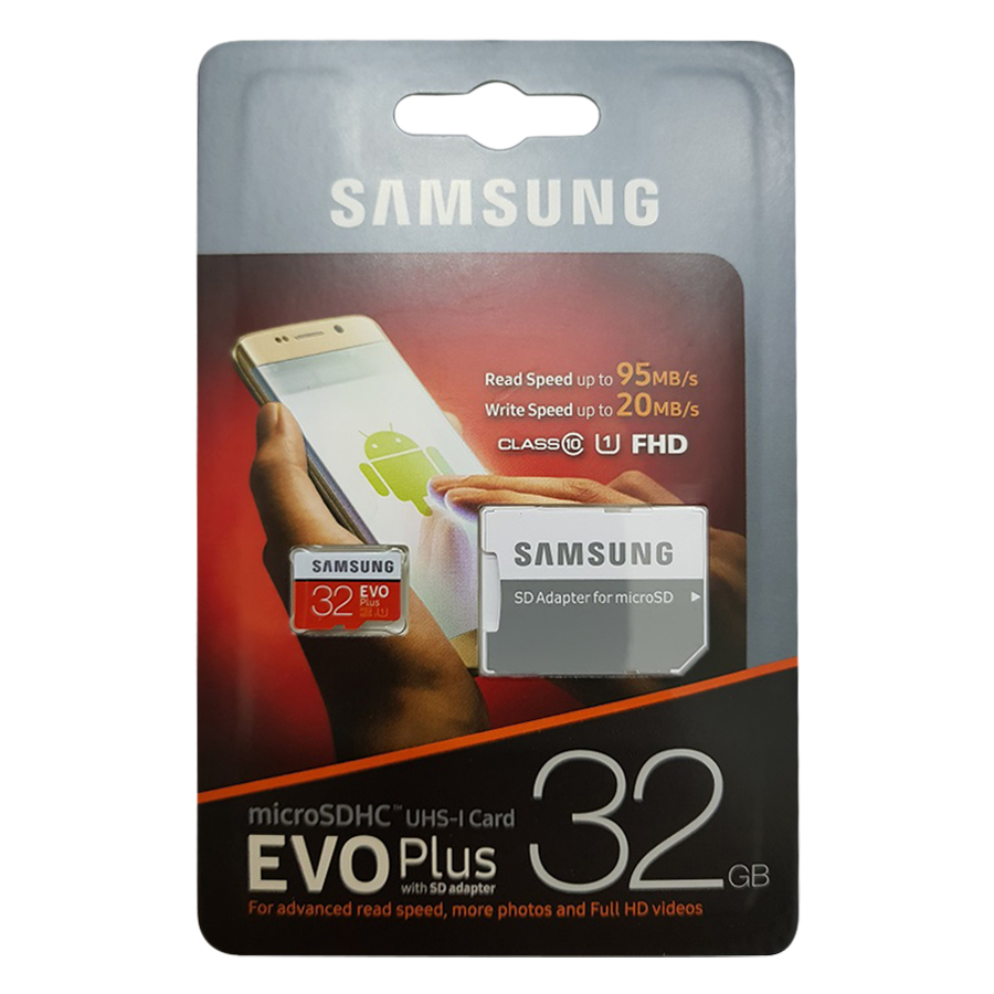 Thẻ Nhớ Micro SD Samsung Evo Plus 32GB Class 10 - 95MB/s (Kèm Adapter) - Hàng Nhập Khẩu