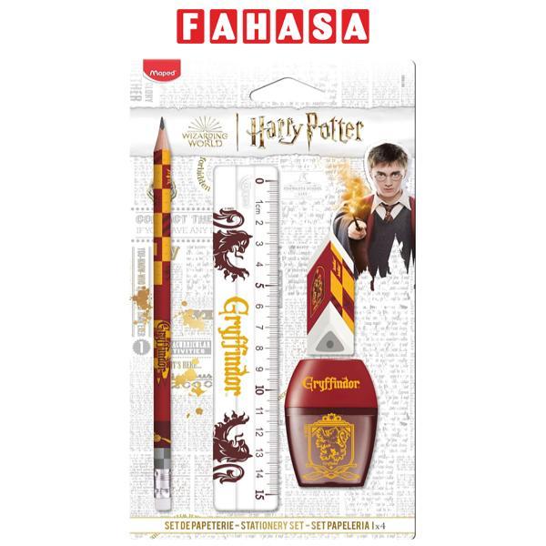 Bộ Dụng Cụ Học Tập 4 Món Harry Potter Gryffindor - Maped CB98188000 - Màu Đỏ