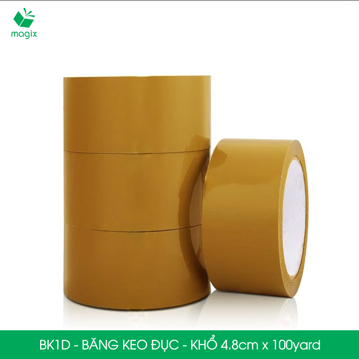 BK1D - Băng Keo Đục - 4.8cm - Block 6 cuộn/kg - Bộ 6 cuộn băng dính đục đóng thùng hộp carton