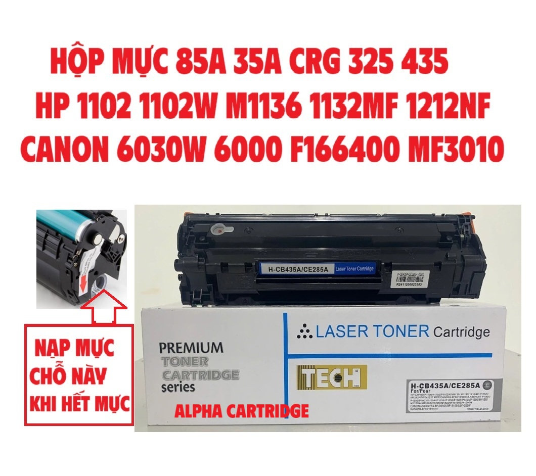 Hộp Mực 85A dành cho Canon LBP 6030w F166400 6000 6030 3050 6018 312-325 MF 3010 Mực in HP P1102 P1102w M1136 M1130 M1132mf M1212nf M1139 - Hàng chính hãng Alpha Cartridge