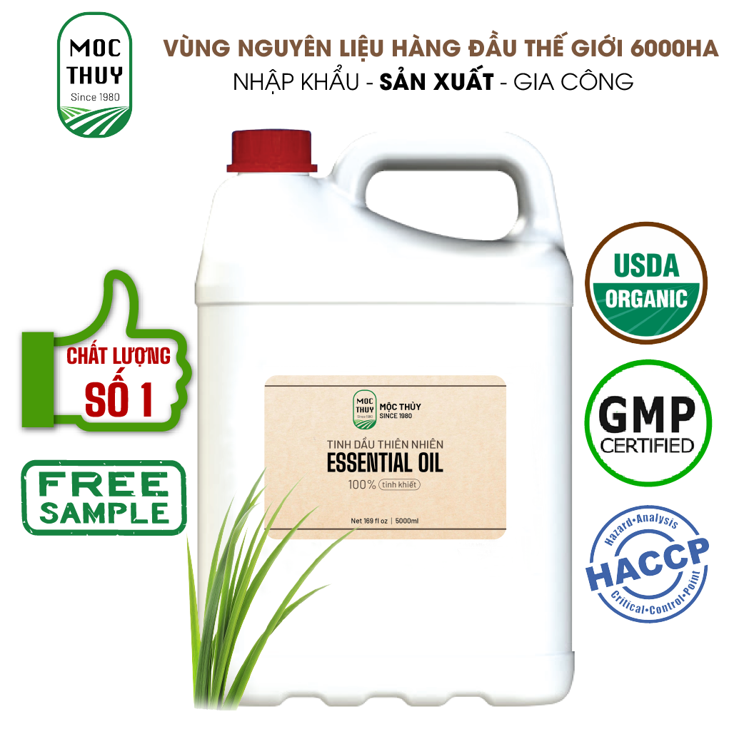 Tinh Dầu Cỏ Gừng Nguyên Chất Hữu Cơ MỘC THỦY 100ML - Gingergrass Essential Oil - Khử Mùi Xông Thơm Phòng, Thư Giãn - Đạt chuẩn chất lượng kiểm định