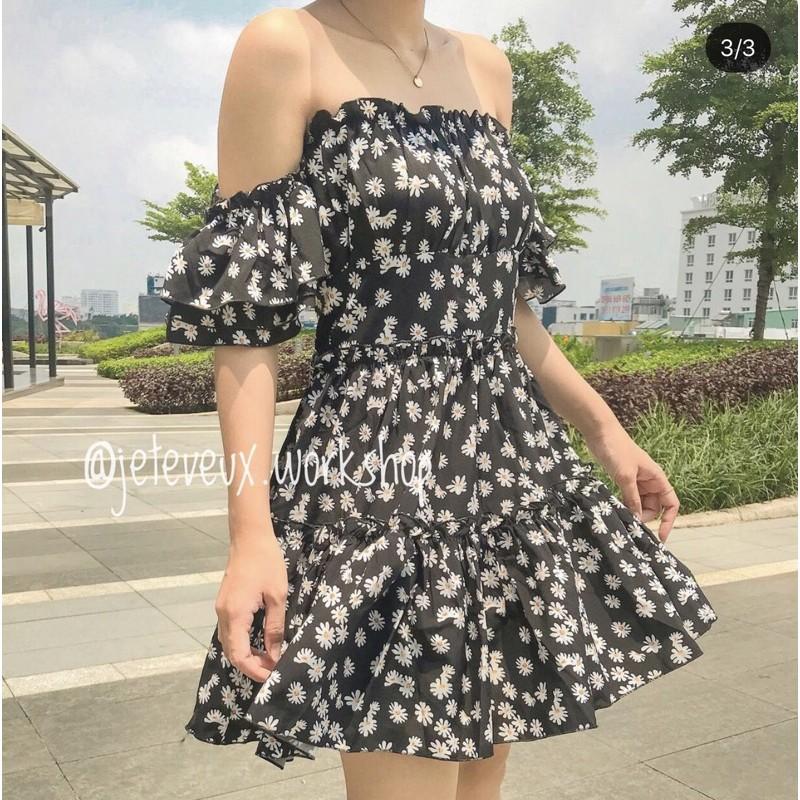 Váy bẹt vai đen