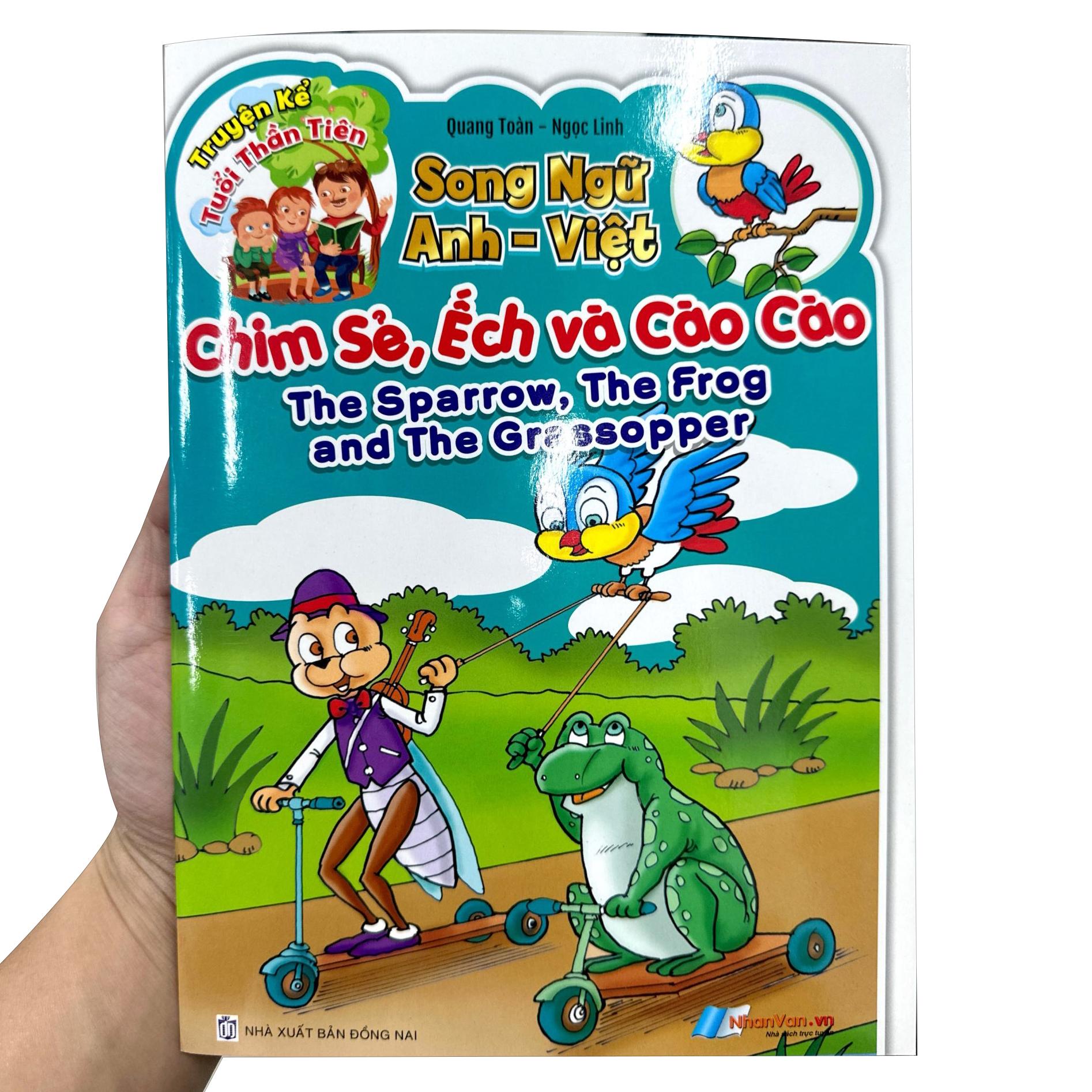 Sách - Truyện Kể Tuổi Thần Tiên - Song Ngữ Anh Việt - Chim Sẻ, Ếch Và Cào Cào