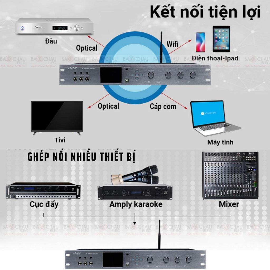 Vang Số Karaoke AAP K-9800II Cao Cấp, Chống Hú Rít, Chip DSP 32Bit, Kết Nối Wifi, Usb, Optical, Quà 169K-H2Pro Tech