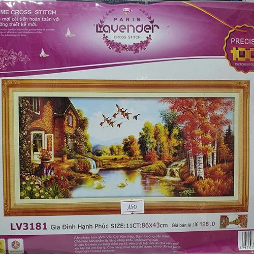 Tranh thêu gia đình hạnh phúc LV3181 - kích thước: 86 * 43cm.