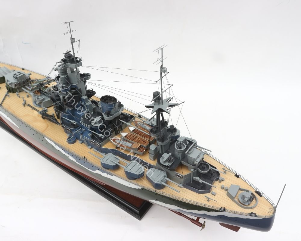 Mô Hình Thuyền Gỗ Phong Thủy Dạng Thuyền Chiến HMS RODNEY Chính Hãng Hàng Xuất Khẩu Chất Lượng Cao