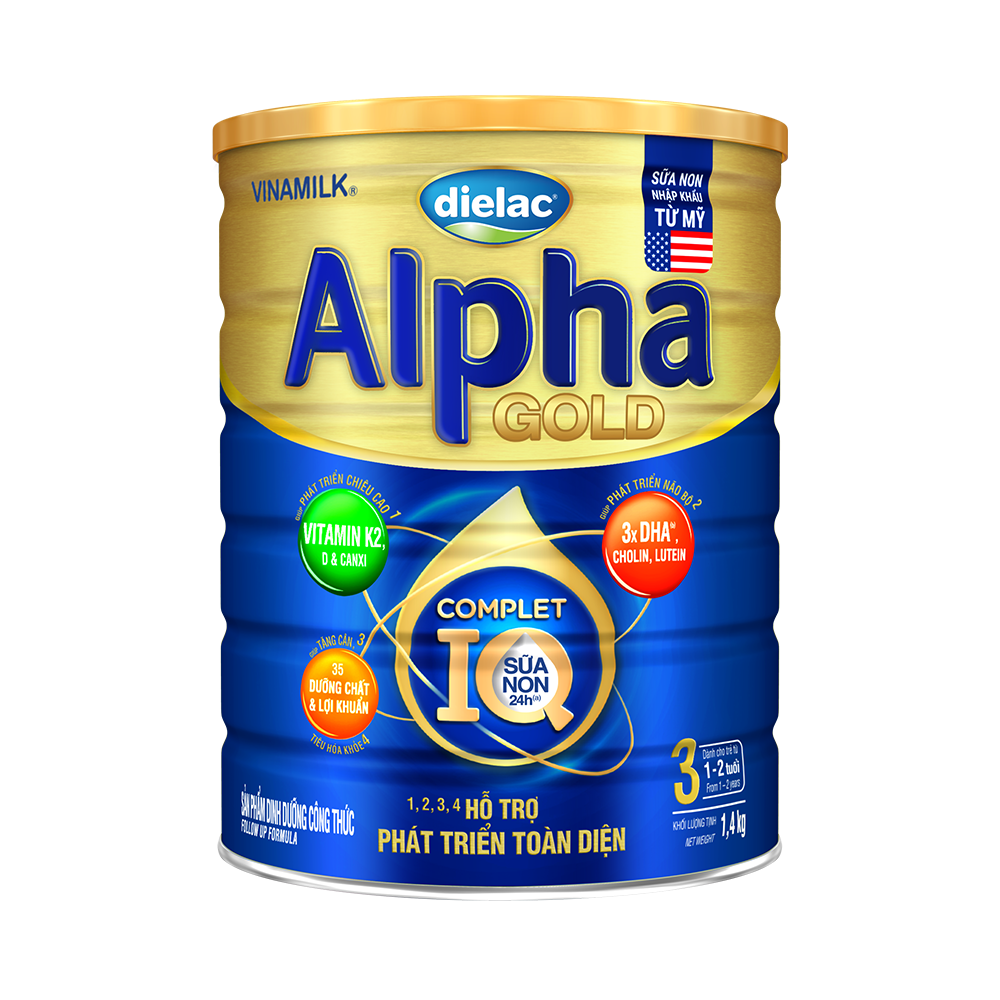 Sữa Bột Vinamilk Dielac Alpha Gold IQ Step 3 Dành Cho Bé Từ 1-2 Tuổi - Hộp Thiếc 1,5kg