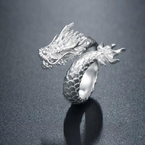 Nhẫn Nam Rồng Cuộn Cao Cấp- Không đen rỉ