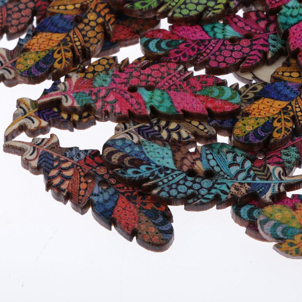 100 Miếng Ghép Hình Lông Vũ Bằng Gỗ 2 Lỗ Nút Sổ Lưu Cardmaking