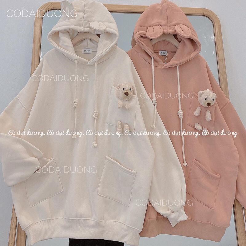 áo nỉ hoodie gấu bông