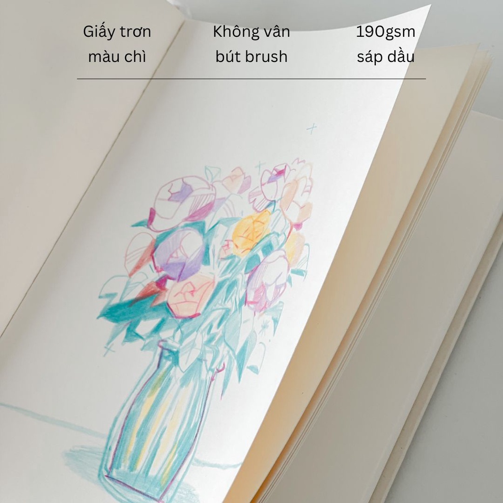Sổ vẽ - Sketchbook - Sổ crabit - Ruột trơn 190gsm A5 - Dọc - Bìa chữ cứng - 60 trang