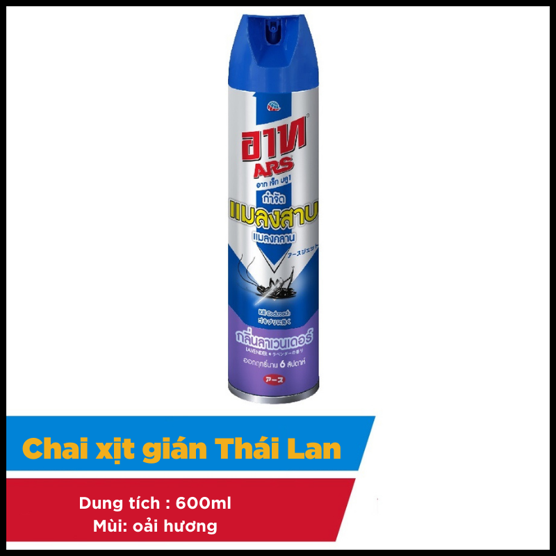 Chai Xịt Diệt GIÁN và các loại côn trùng (SP của ARS Thái Lan) - Hương hoa Oải Hương. ARS JET BLUE1 LAVENDER 600ml