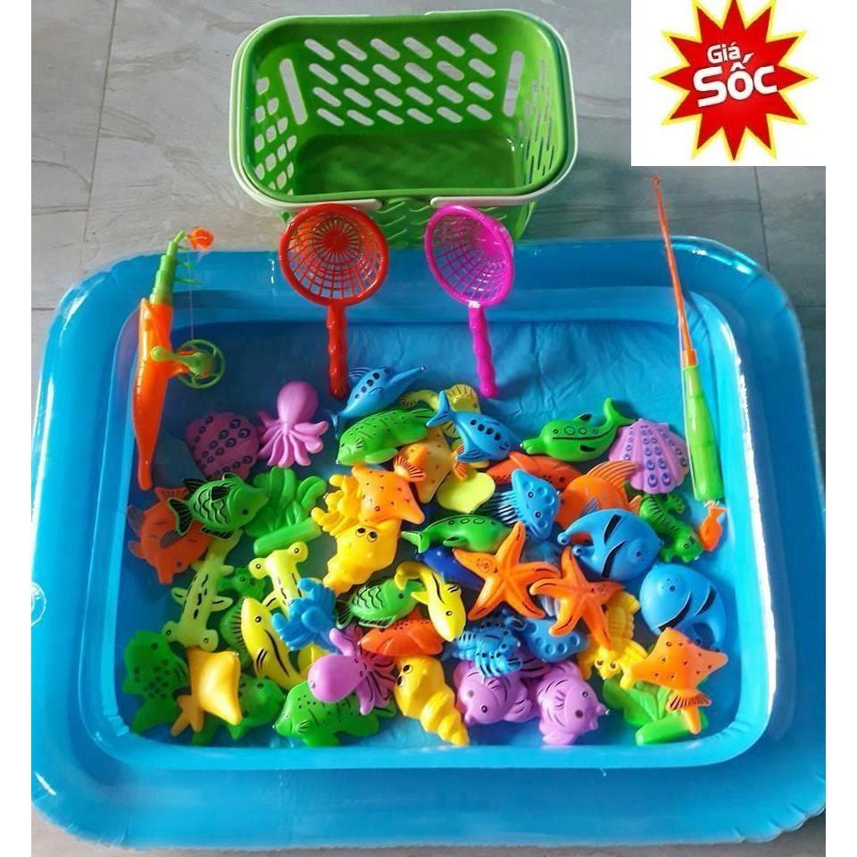 Bộ Đồ Chơi Câu Cá Kèm Bể Phao và Bơm tay Dành Cho Bé Yêu