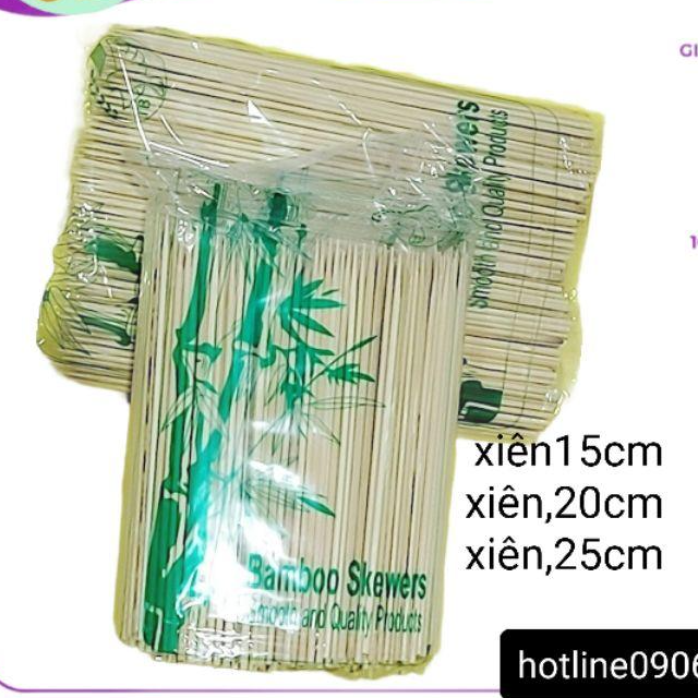 Xiên que tre dùng nướng đồ ăn thịt nướng 500g đủ size 15cm, 20cm,25cm