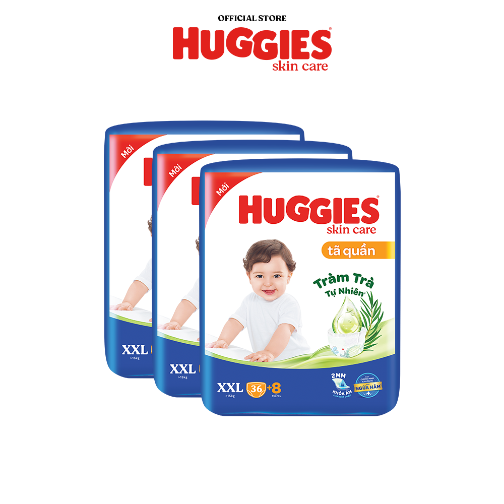 [Tặng 24 miếng cho tất cả size] Thùng 3 gói Tã quần Huggies Skincare Big Jumbo M56+8/L48+8/XL40+8/XXL36+8