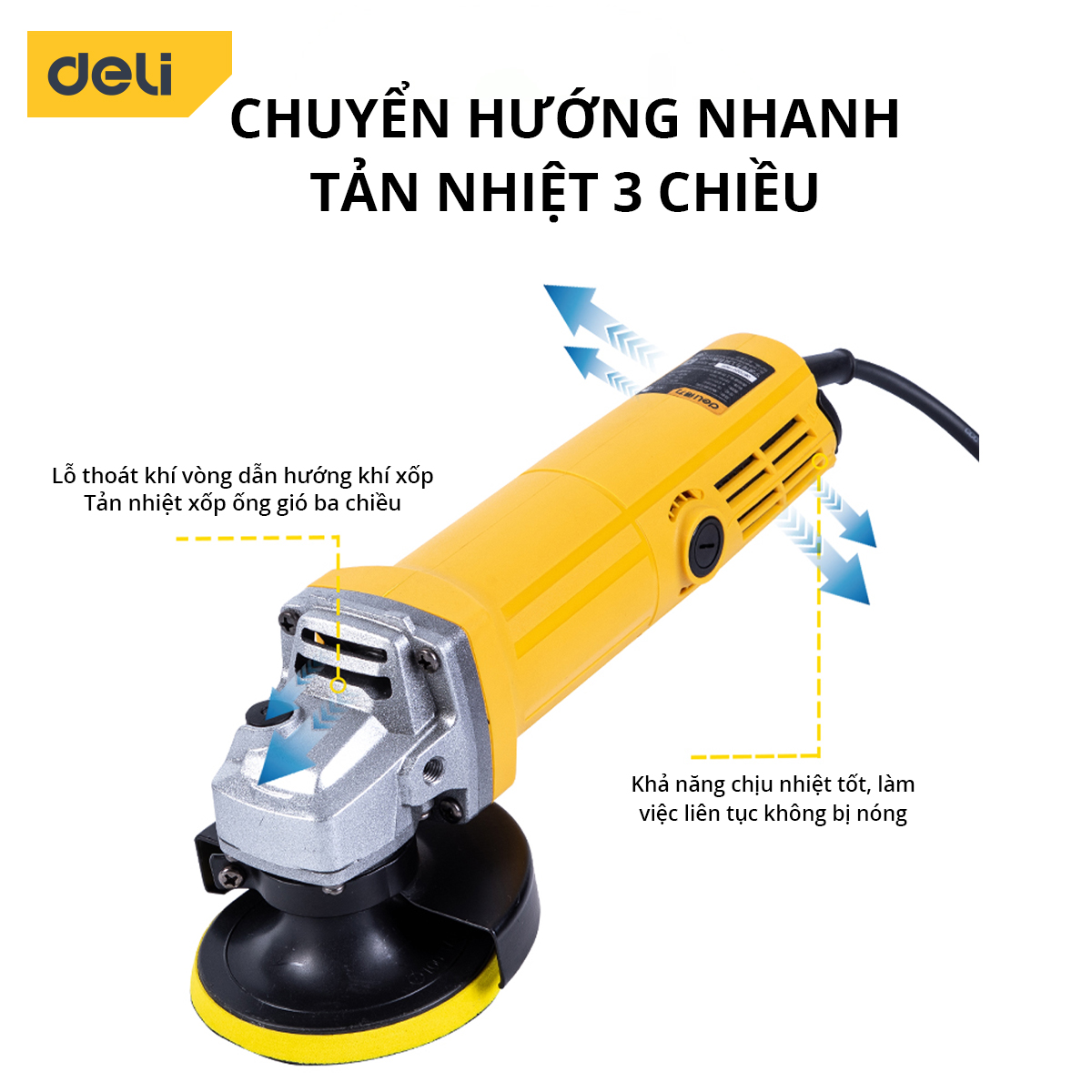 Máy Cắt Cầm Tay Mài Góc Deli Cao Cấp Chính Hãng - Công Suất 750W - Tốc Độ 11000 vòng/phút - An Toàn, Đa Dụng - DL96366