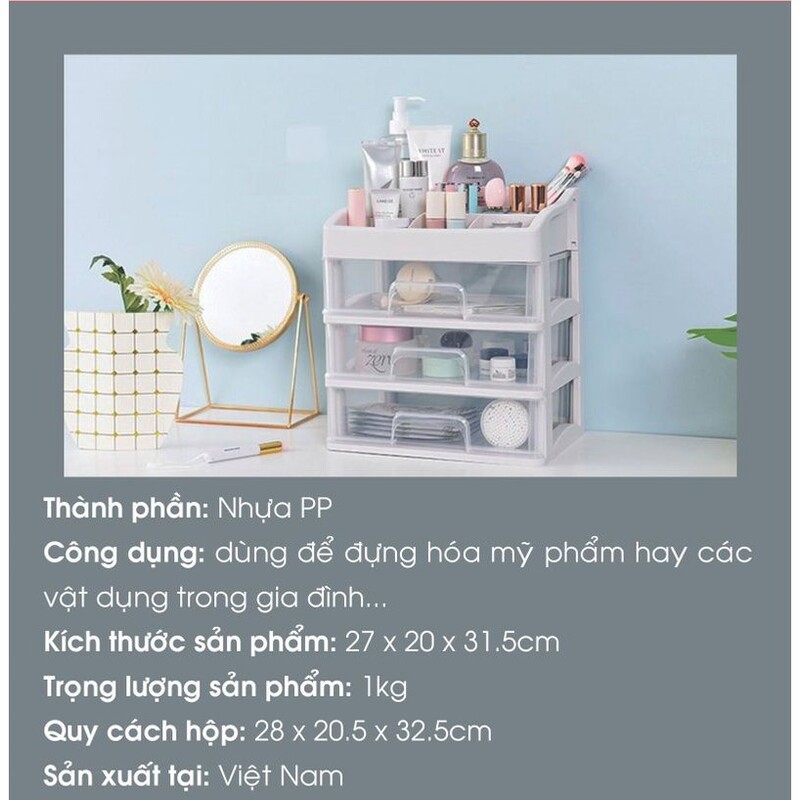 Kệ Đựng Mỹ Phẩm 4 Tầng Trong Suốt Nhựa Tashuan TS-5338 Hàng Việt Nam Cao Cấp