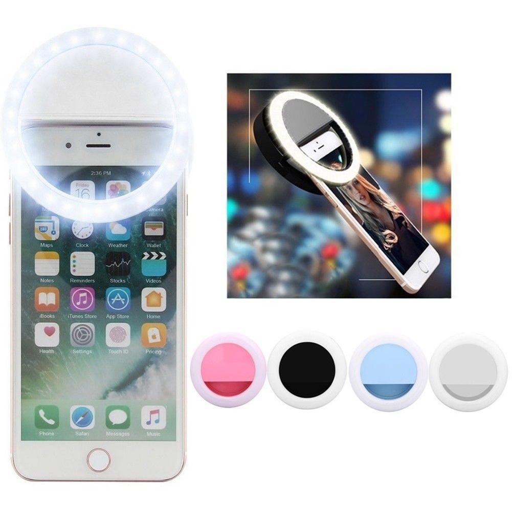 【ky】Rechargeable USB Clip-On Selfie Universal Mobile Phone LED Ring Fill Light
