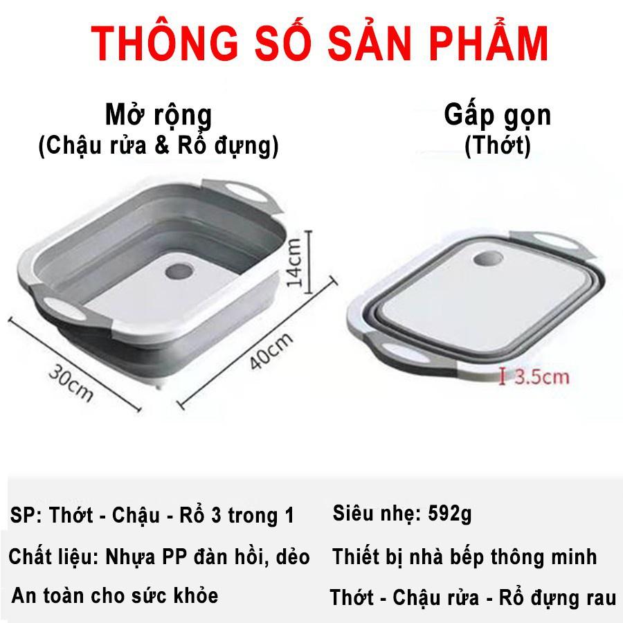 Chậu Gấp Đa Năng - Kiêm Thớt - Rổ Đựng không gian bếp chật hẹp hay những vật dụng bếp cồng kềnh - Bạn muốn có chuyến đi