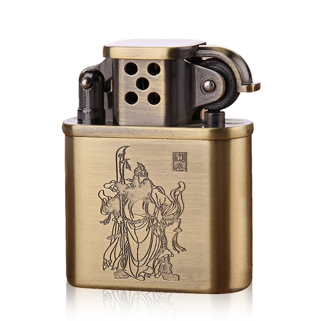 Vỏ Hột Quẹt Bật Lửa Xăng Đá Độc Lạ Dolphin HY676 Khắc Quan Vũ Đẹp Độc Lạ - Dùng Xăng Bấc Đá Cao Cấp