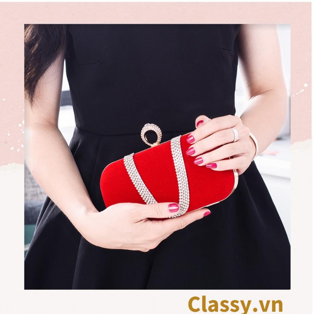 Cốp nhung - Clutch Classy nhung đi tiệc siêu sang Dài 18 CM X Cao 6 CM, đựng vừa điện thoại, son môi T262