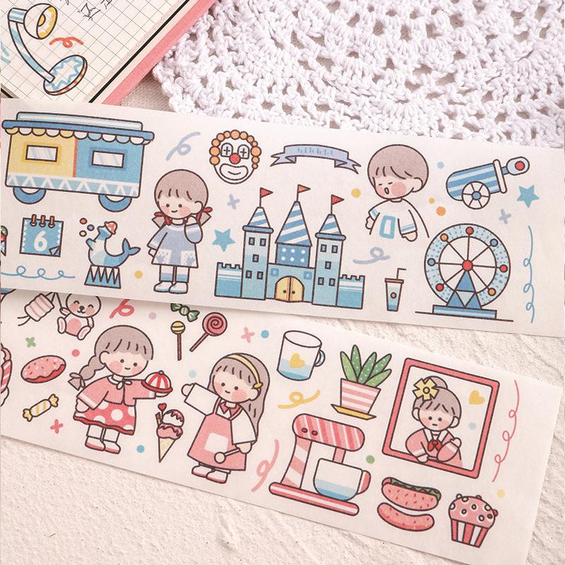 Cuộn Băng Dính Sticker Nhãn Dán Washi Dùng Trang Trí Sổ Lưu Bút ST173