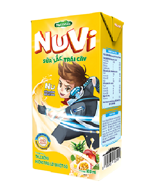 Thùng sữa Nuvi sữa lắc trái cây nhiệt đới 180ml NutiFood (thùng 48 hộp)