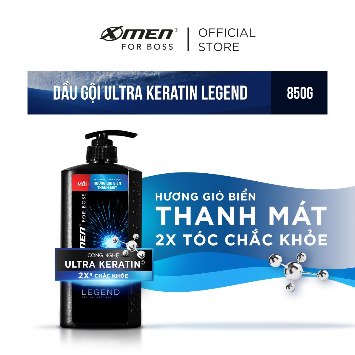 Dầu gội X-Men for Boss hương gió biển thanh mát Legend với Ultra Keratin 850g