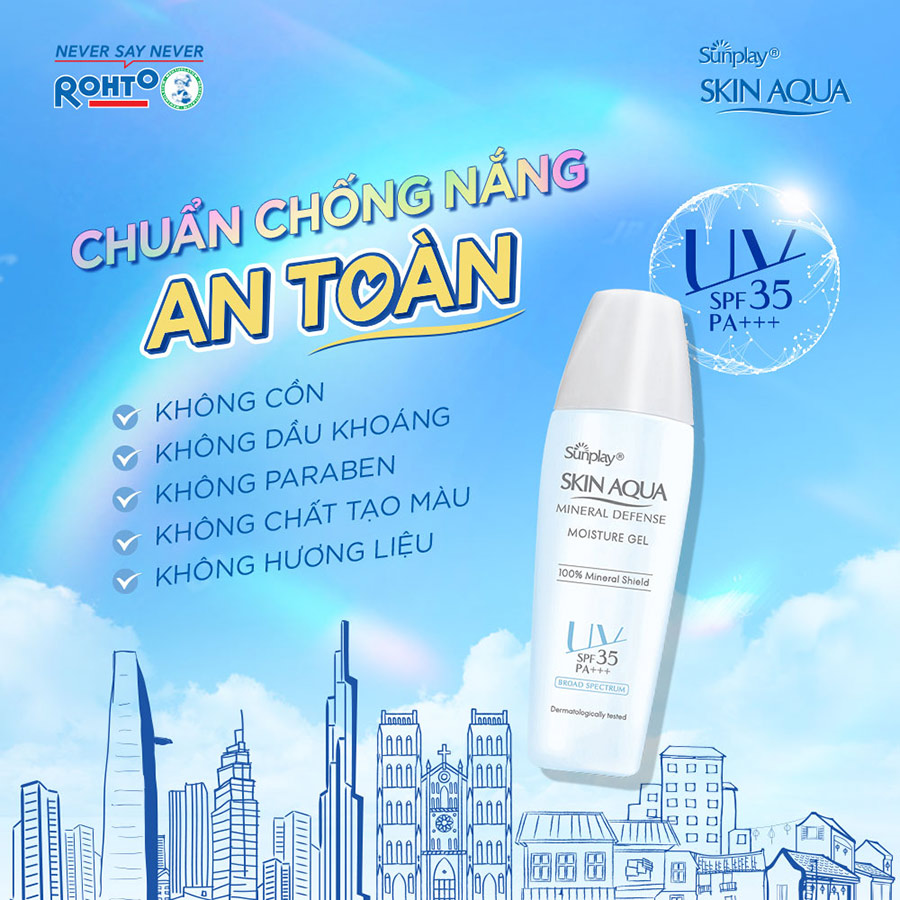 Gel chống nắng vật lý bảo vệ da dưỡng ẩm Sunplay Skin Aqua Mineral Defense Moisture Gel SPF 50+, PA++++ (25g)