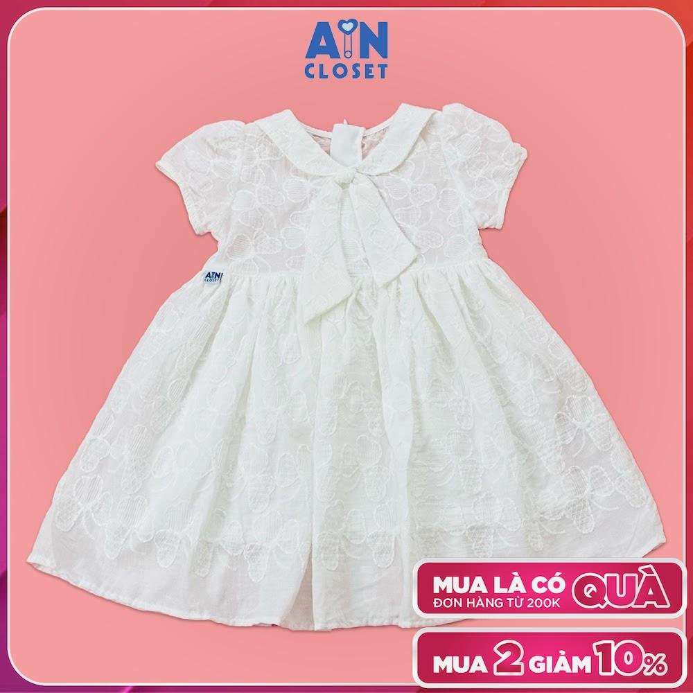 Đầm bé gái họa tiết hoa Thêu Trắng cotton boi - AICDBG8PBQOU - AIN Closet