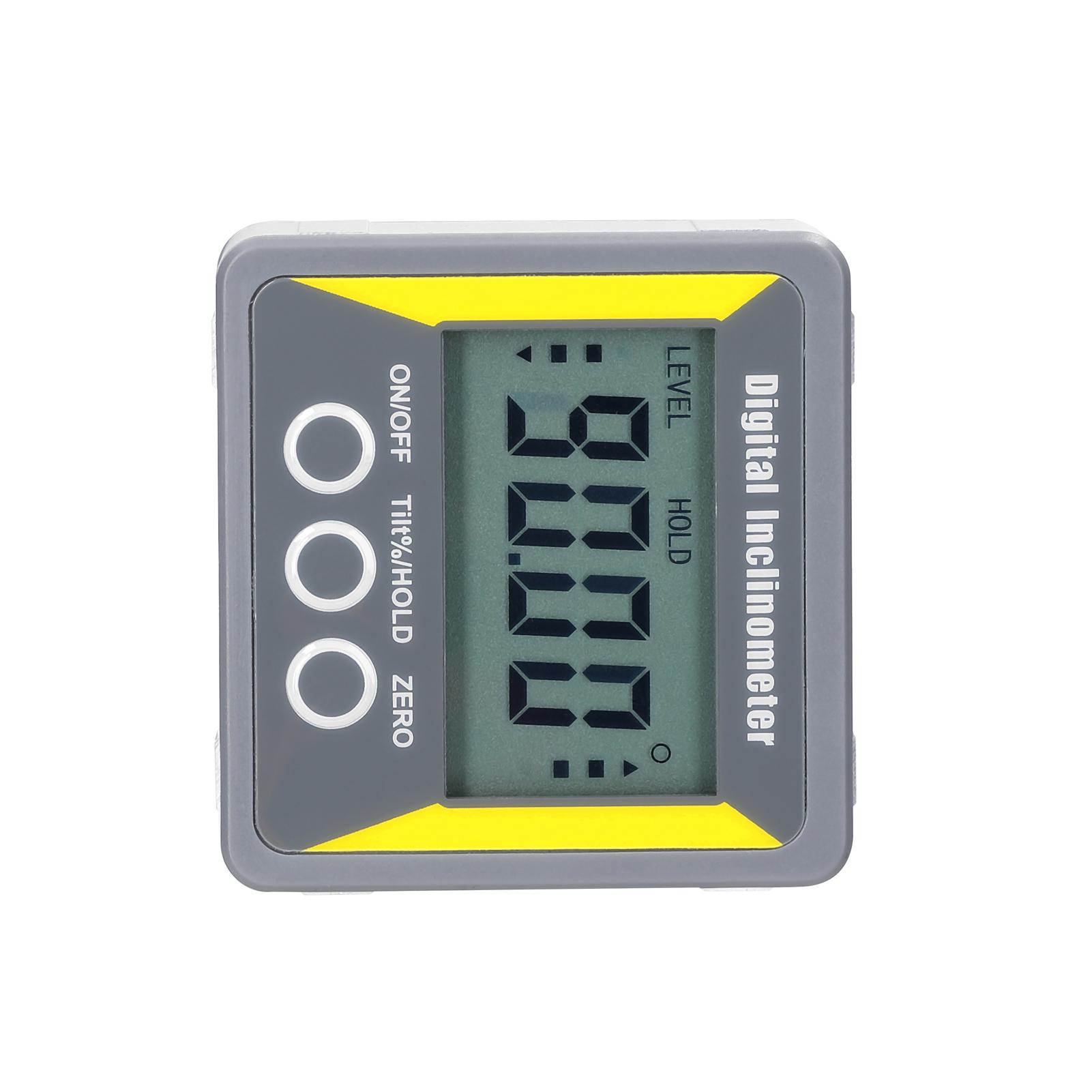 4*90° LCD Display Inclinometer Portable Level Meter Multifunctional Practical Protractor Woodworking Magnetics Angle Ruler Absolute Relative Measurement Auto Power Off Data Hold