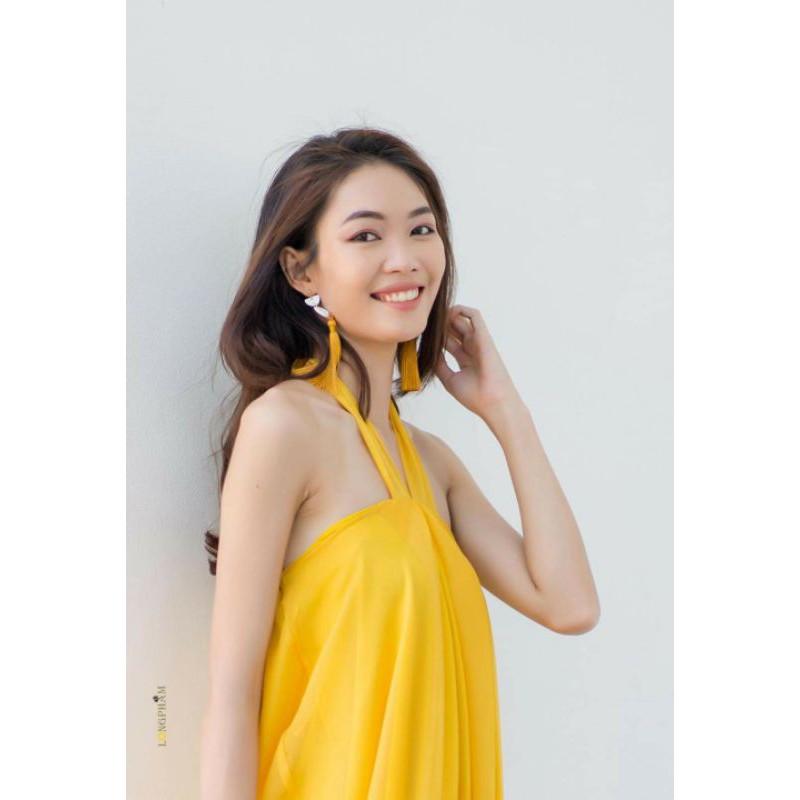 Đầm tơ mỏng , đầm yếm cột dây , đầm tơ cột nơ cổ , đầm orangza yếm